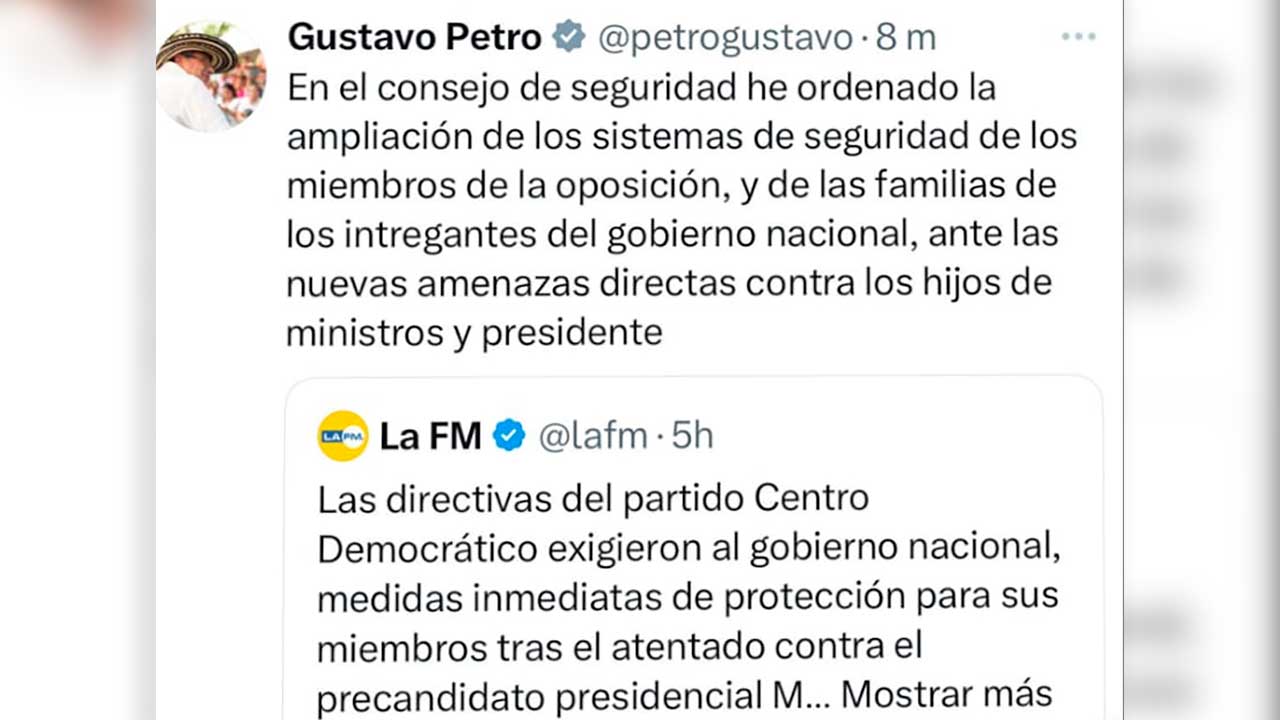 250608-Presidente-Petro-ordena-reforzar-seguridad-funcionarios-denuncia-amenazas-1280